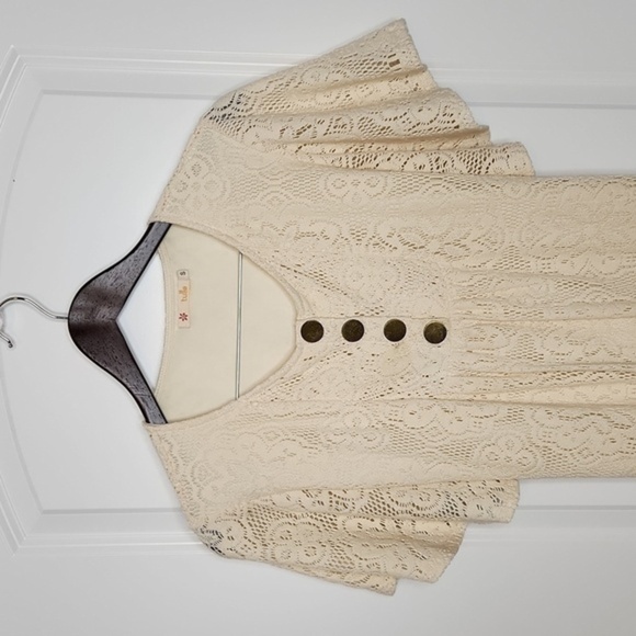 Tulle Anthropologie Cream Lace Shift Dress - Picture 3 of 9